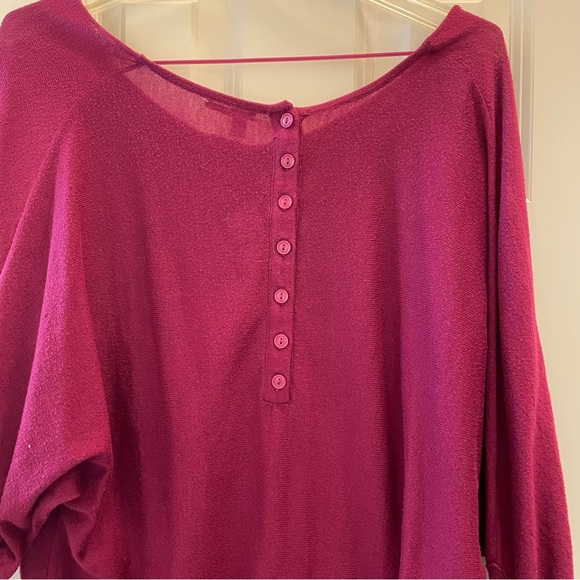 Halogen burgundy sweater, drape neck dolman sleeves, S - Picture 4 of 11